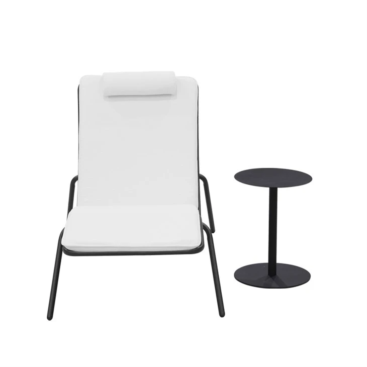 Outdoor Chaise Lounge Chair Set Of 2, Metal Frame Patio Lounger With Side Table & Removable Cushions high quality