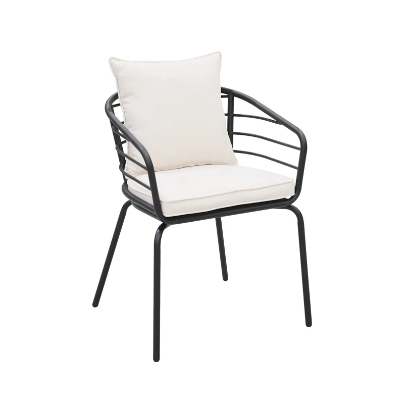 Modern Outdoor Metal Armchair With Cushions | Durable Patio Chair For Home & Commercial Use