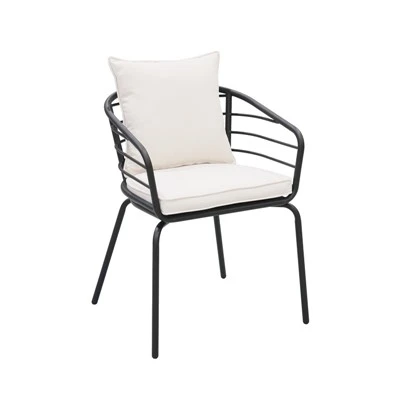Modern Outdoor Metal Armchair With Cushions | Durable Patio Chair For Home & Commercial Use
